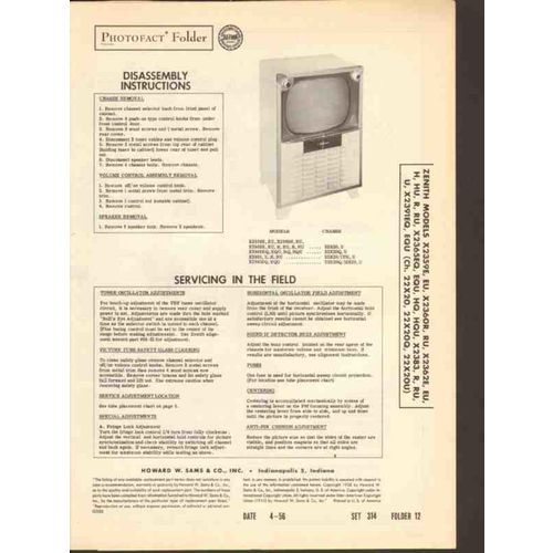 ZENITH model 22X20 22X20Q 22X20U TV television Sams Photofact manual