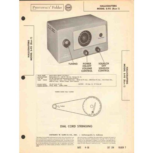 HALLICRAFTERS model S-95 FM radio receiver Sams Photofact manual