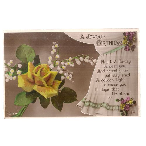 A JOYOUS BIRTHDAY .used vintage postcard RP 1931 postmark