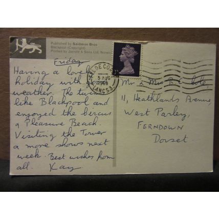 STANLEY PARK BLACKPOOL, LANCASHIRE used postcard by Saidman Bros 1968 pm =