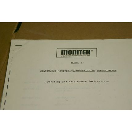 Monitek Model 31 Monitoring/Transmitting Nephelometer Operating & Maint. Manual