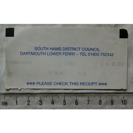 1999 ticket: Dartmouth Lower Ferry