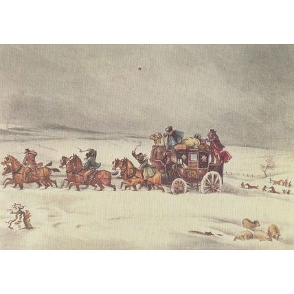 Victorian Devenport Royal Mail Coach at Amesbury Downs Transport Postcard