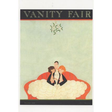 Adultery Man With Two Lovers In Bed Art Deco Painting Magazine Postcard