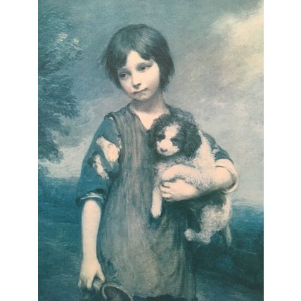 COTTAGE GIRL WITH DOG by Thomas Gainsborough Vintage Framed Print On Board BOOTS