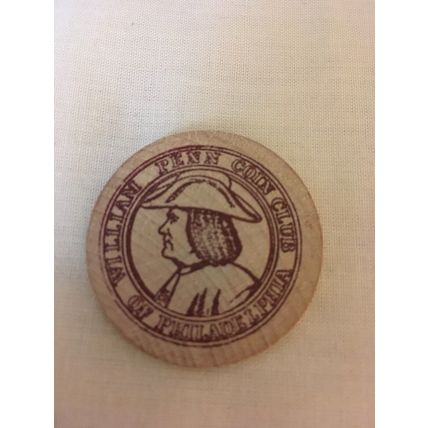 Wooden Nickel WILLIAM PENN COIN CLUB OF PHILADELPHIA 1965 Collectable Token