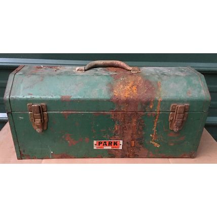 PARK 20H Metal Tool Box & Tray 20 x 8.25 x 9.5 vintage green steel