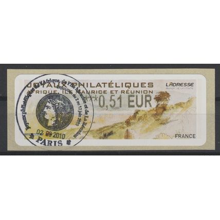 France 2010 Vignette ATM LISA Joyaux Philatéliques 0,51 € Oblitérée Premier Jour
