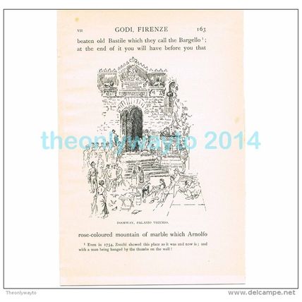DOORWAY, PALAZZO VECCHIO, FLORENCE, ITALY, BOOK ILLUSTRATION/PRINT, 1904