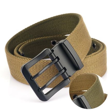 canvas men's belt, waist youth casual denim pants double needle buckle belt