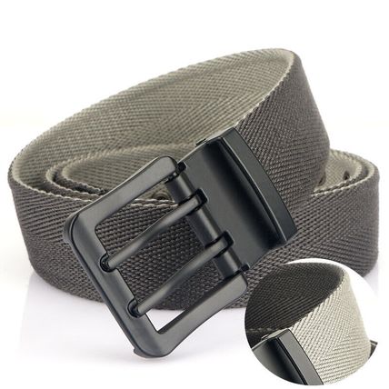 canvas men's belt, waist youth casual denim pants double needle buckle belt