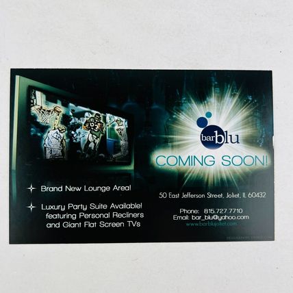 BarBlu in Joliet Illinois Post Card Advertising
