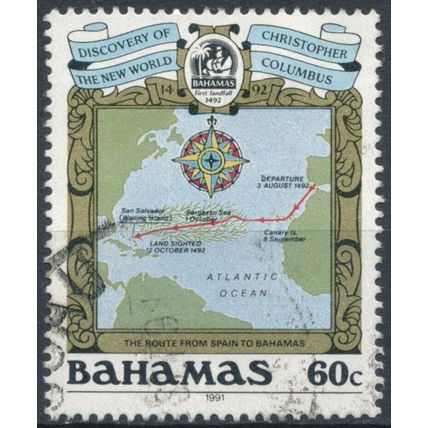 500th Anniv Columbus Reaching America: 60c - Bahamas 1991 - F H - SG 911