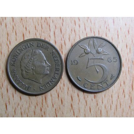 Netherlands 1965 5 Cents Coin