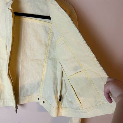 Ellen Tracy Women's Linen Blend Jacket Yellow Sz 14 Zip Up Snap Button Wristlets
