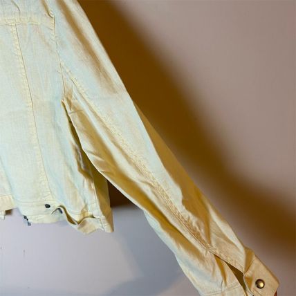 Ellen Tracy Women's Linen Blend Jacket Yellow Sz 14 Zip Up Snap Button Wristlets
