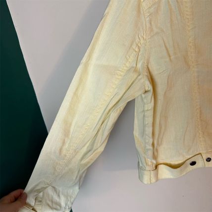 Ellen Tracy Women's Linen Blend Jacket Yellow Sz 14 Zip Up Snap Button Wristlets