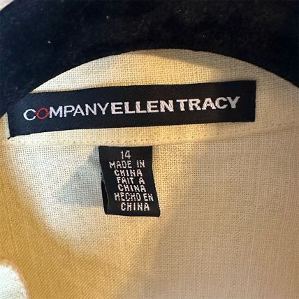 Ellen Tracy Women's Linen Blend Jacket Yellow Sz 14 Zip Up Snap Button Wristlets
