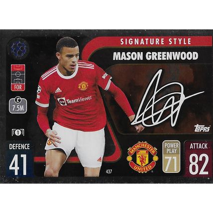 Match Attax UCL/UEL/UECL 2021-22: Signature, Manchester Utd - Greenwood (Mason)