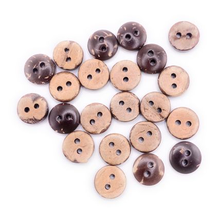 10mm Natural Coconut Shell Buttons Tiny Great For Baby Cardigans Brown 2 hole
