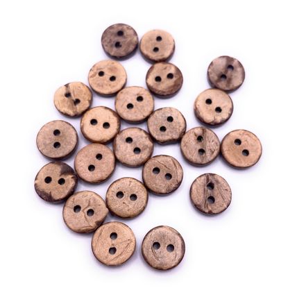 10mm Natural Coconut Shell Buttons Tiny Great For Baby Cardigans Brown 2 hole