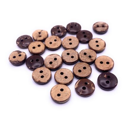 10mm Natural Coconut Shell Buttons Tiny Great For Baby Cardigans Brown 2 hole