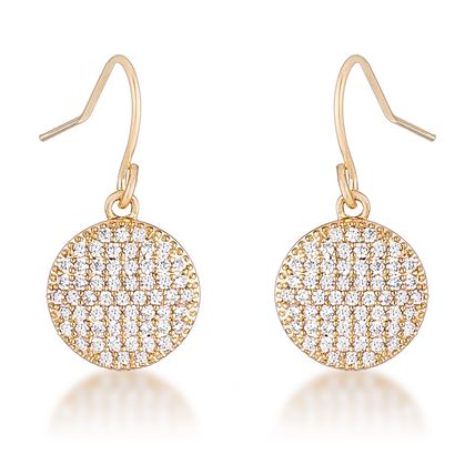 6 Ct Elegant CZ Gold Plated Disk Earrings
