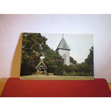 CHURCH & LYCHGATE, FARNBOROUGH, HAMPSHIRE used antique postcard 1915 pm =