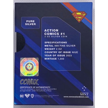2 Oz Silver Collectible Superman 2023 DC COMIX 1 Action Comics Proof With OGP