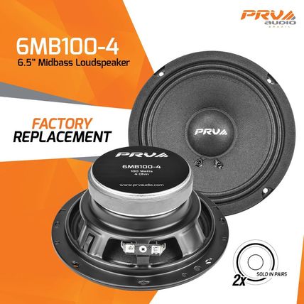 PRV AUDIO 6.5 Inch Car Speakers 200 Watts 4 Ohm, 6MB100-4 Factory Replacement Ca