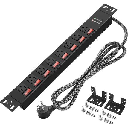 Rack Mount Power Strips,8 Outlet Strips Surge Protector with Individual Switches