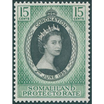 Somaliland Protectorate 1953 15c. black & green Coronation SG136 unused