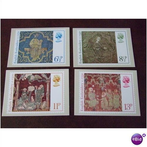 1976 Christmas Medieval Embroidery GB PHQ 19 mint cards