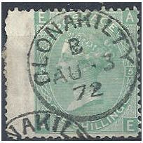 1871 SG117 1/- Green Plate 5 Fine Used Wing Margins CLONAKILTY Ireland CDS Cncl.
