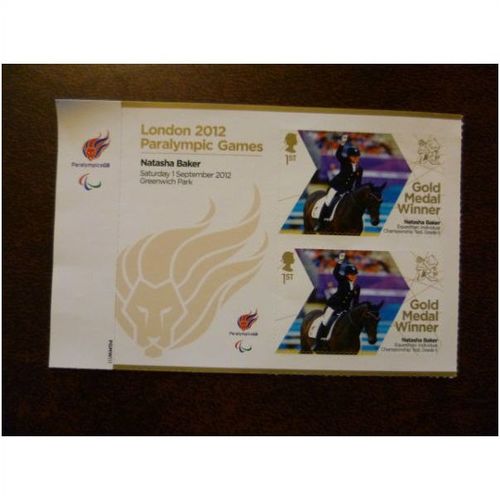 2012 GB London Paralympics Gold Medal Natasha Baker pair mint stamp SG3378 horse