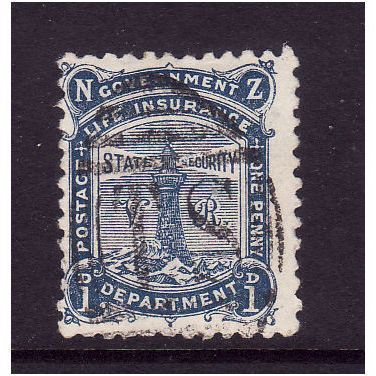 NEW ZEALAND 1893 SG L8 1d BLUE FINE USED