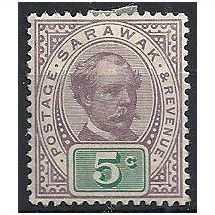 Sarawak 1891 SG21 5c Purple & Green Mounted Mint . .
