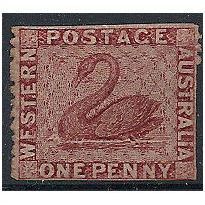 Western Australia 1863 SG49 1d Carmine Rose No Wmk Mint No Gum . .