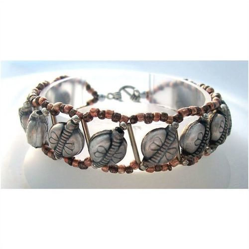 Bracelet #032 metal butterfly beads 8 inch ladies chunky bangle costume jewelry