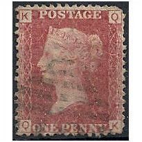 1858 SG43 1d Red Plate 154 Good/Fine Used Check Letters "QK".