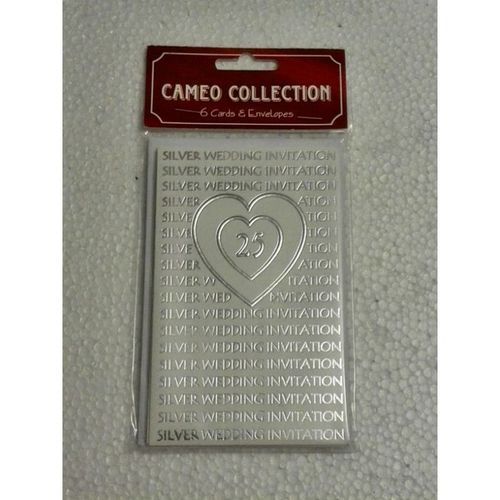 Invitation Cards - 25 silver wedding pack of 6