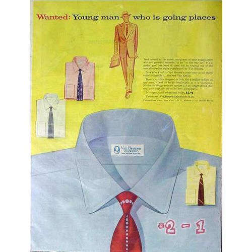 VAN HEUSEN SHIRTS 1953 young mans shirt vintage ad