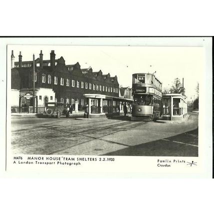 LONDON Manor House Tram Shelters Postcard (Pamlin M476)