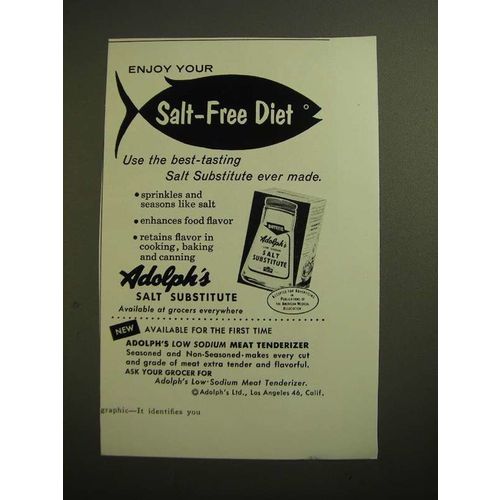 1955 Adolph's Salt Substitute Ad - Enjoy Your Salt-Free Diet