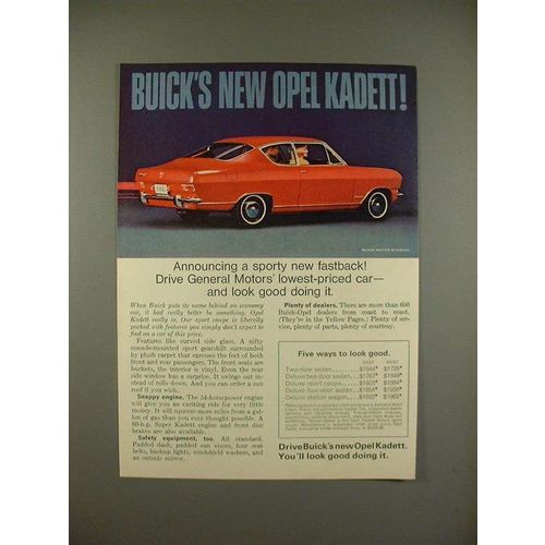 1966 Buick Opel Kadett Car Ad - Sporty New Fastback