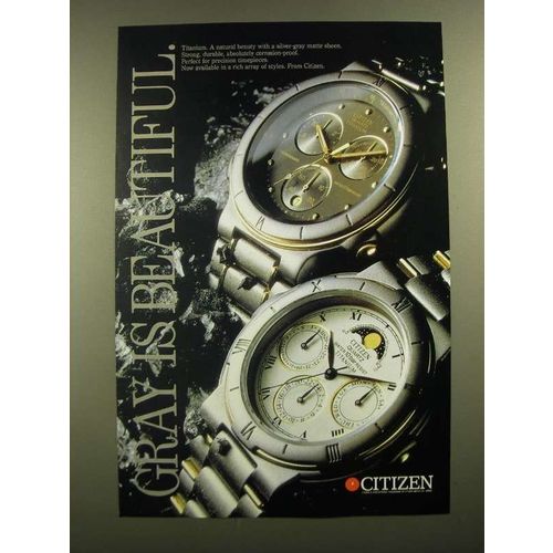 1988 Citizen Titanium Watches Ad - Gray is Beautiful