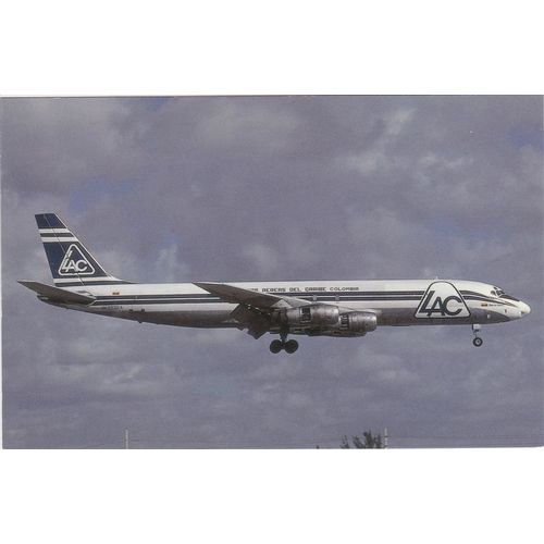 LAC Colombia Douglas DC8 F 54 Civil Aircraft Postcard (A20021)