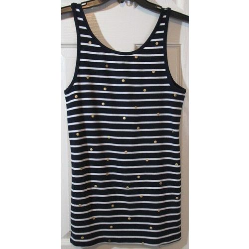 Pre-Owned A New Day Navy & White Stripe w/ Gold Dots Knit Tank Top, XL, Juniors?