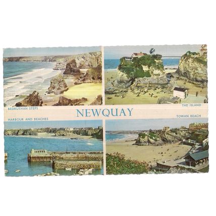 multiview, NEWQUAY, CORNWALL. used vintage postcard. 1963 pm =