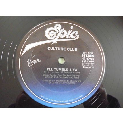 12" FROM USA . CULTURE CLUB I"LL TUMBLE 4 YA..MANSHAKE .49-03913 .EXCELLENT,N M